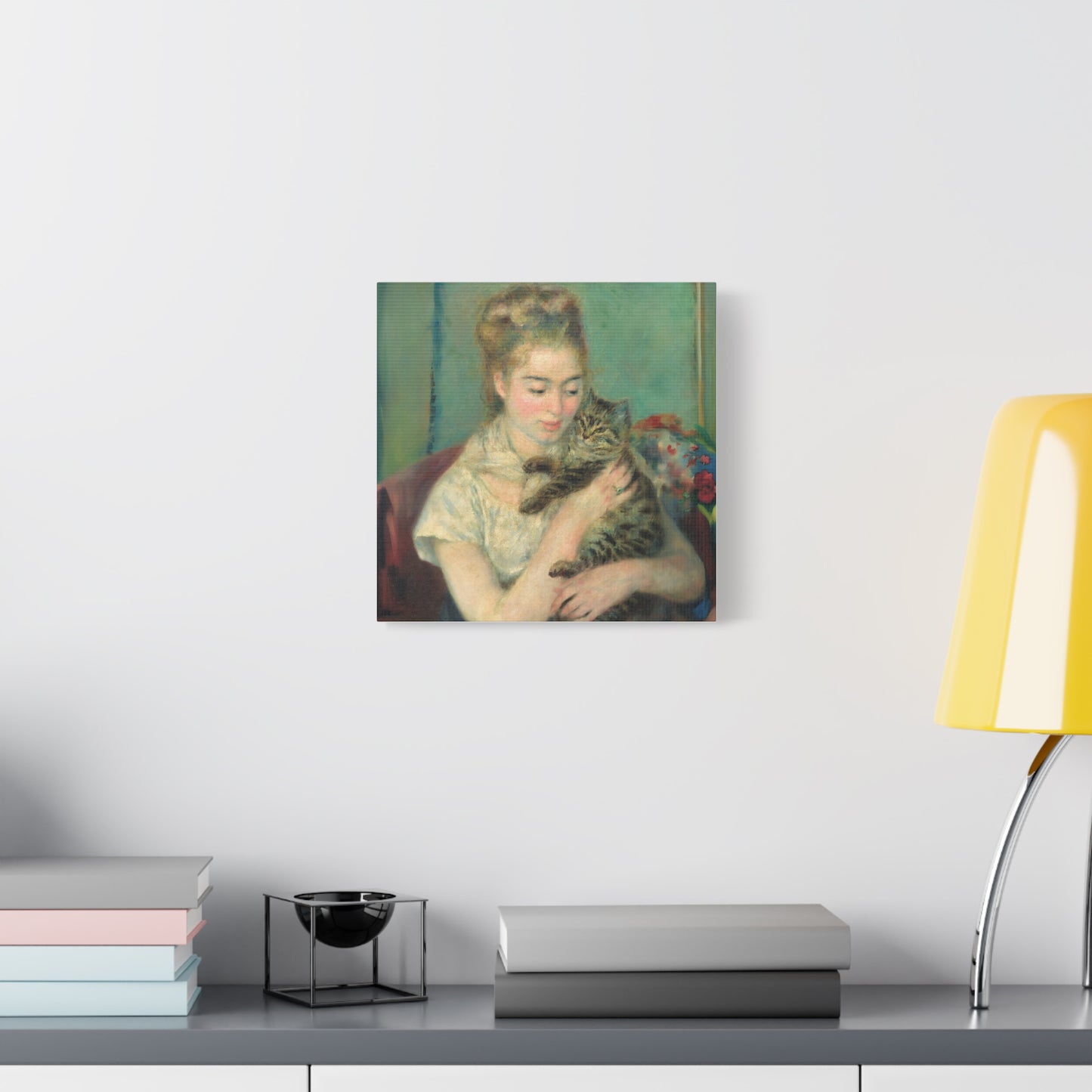 Canvas Art - Woman with a Cat by Auguste Renoir
