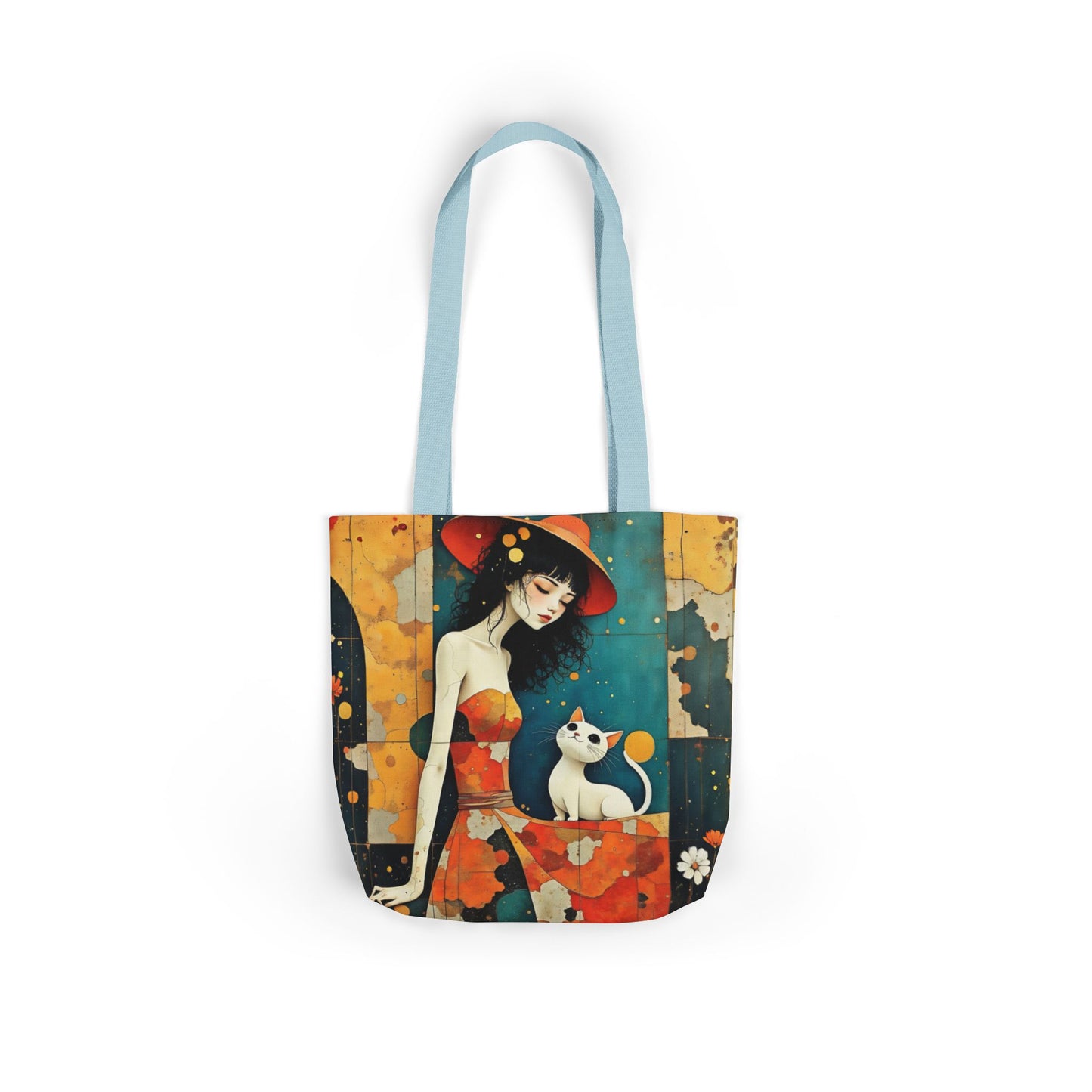 Colorful Cat -Inspired Canvas Tote Bag - Perfect for Beach Days, Eco-Friendly Shopping, and Summer Fun!