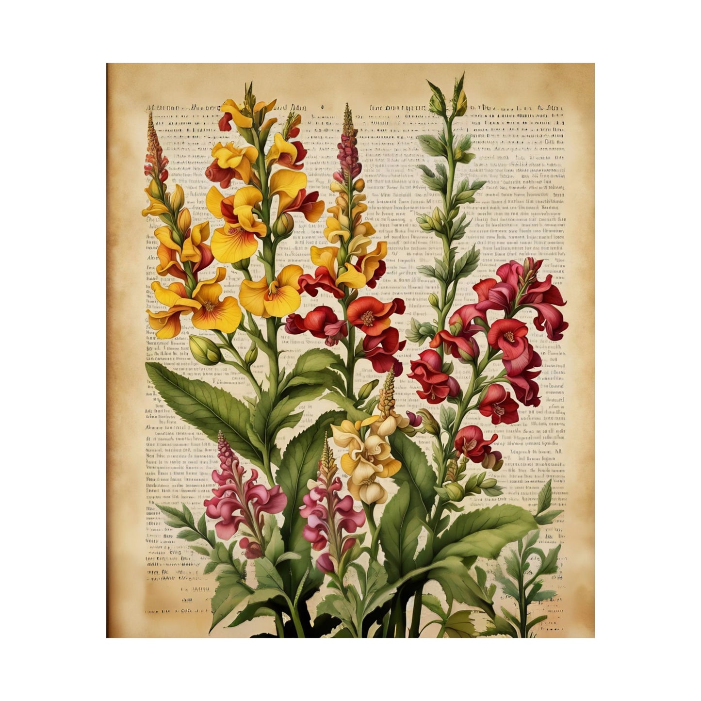 Botanical Vertical Posters - Vintage Antirrhinum Snapdragons