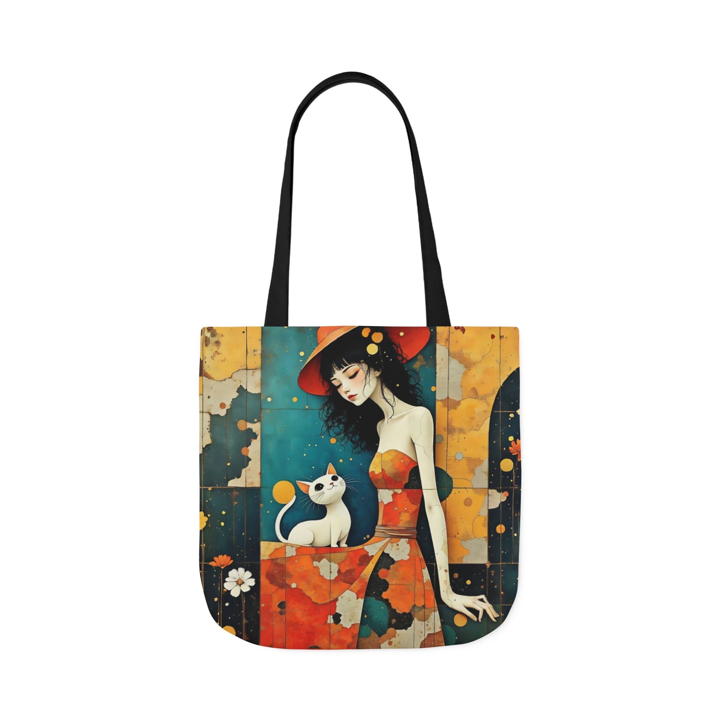 Colorful Cat -Inspired Canvas Tote Bag - Perfect for Beach Days, Eco-Friendly Shopping, and Summer Fun!