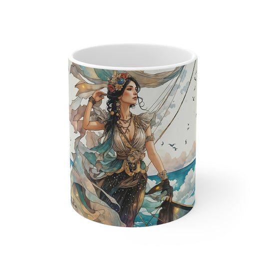 Elegant Floral Art Mug - 11oz Coffee Cup for Coffee Art Lovers