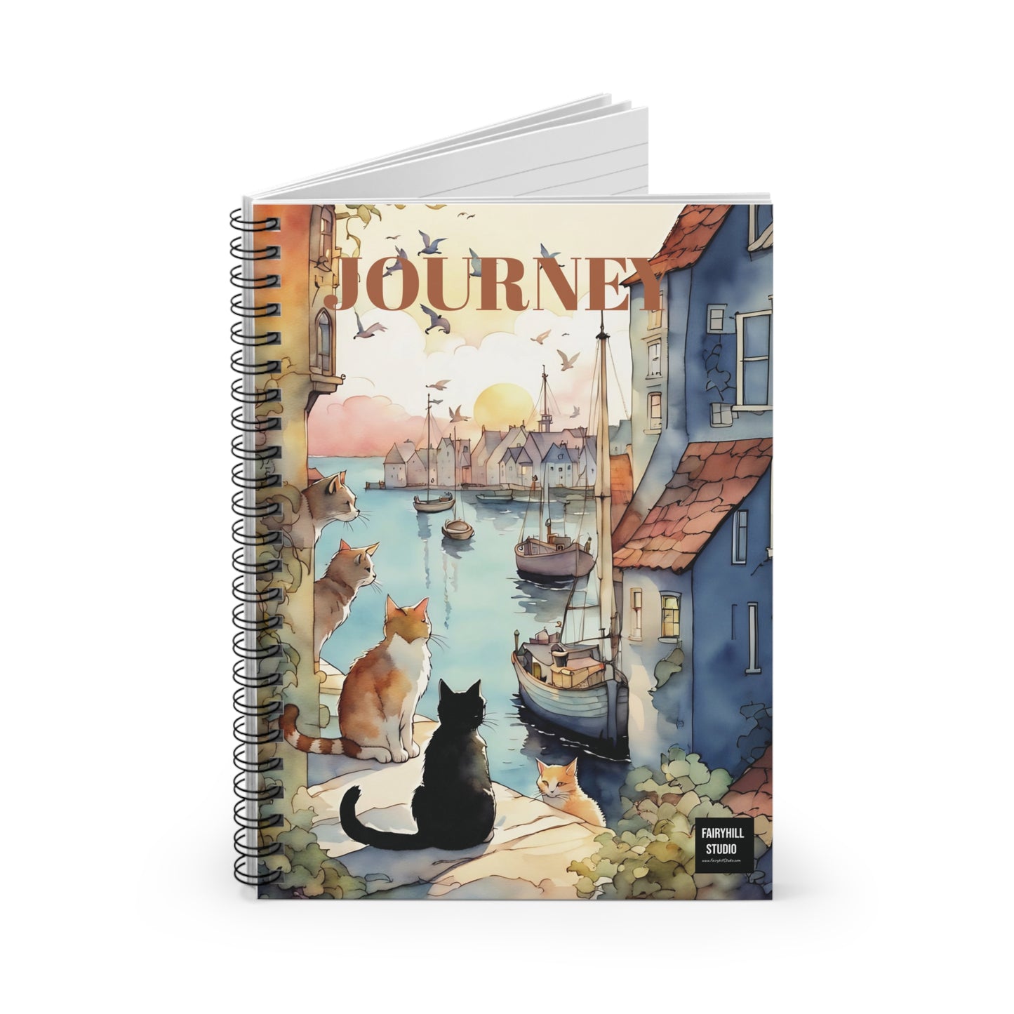 Cats by the Sea Spiral Notebook /Fairyhill studio