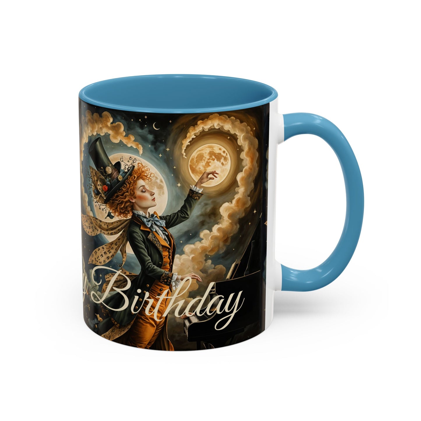 Coffee Mug - Whimsical Mad Hatter Happy Birthday Design by Fairyhill Studio