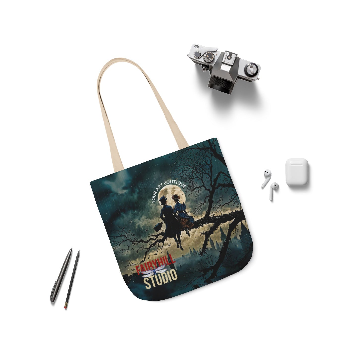 London moon under Rain Canvas Tote Bag - Perfect for Beach Days, Eco-Friendly Shopping, and Summer Fun!