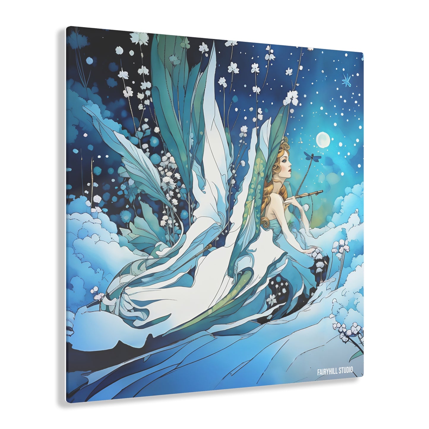 Art Acrylic Prints - Snow Queen Blue and White Winter Art