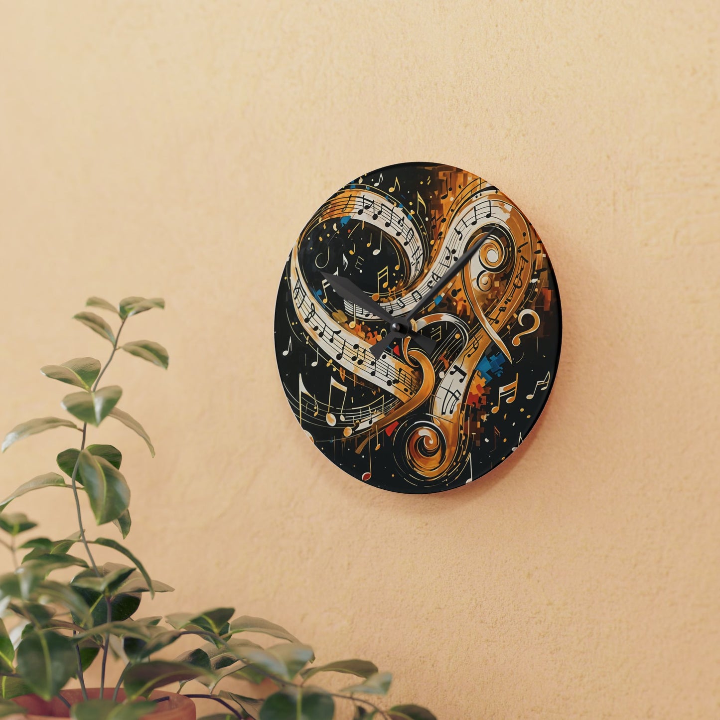 Wall Clock - Holiday Music Notes Art by Fairyhill Studio