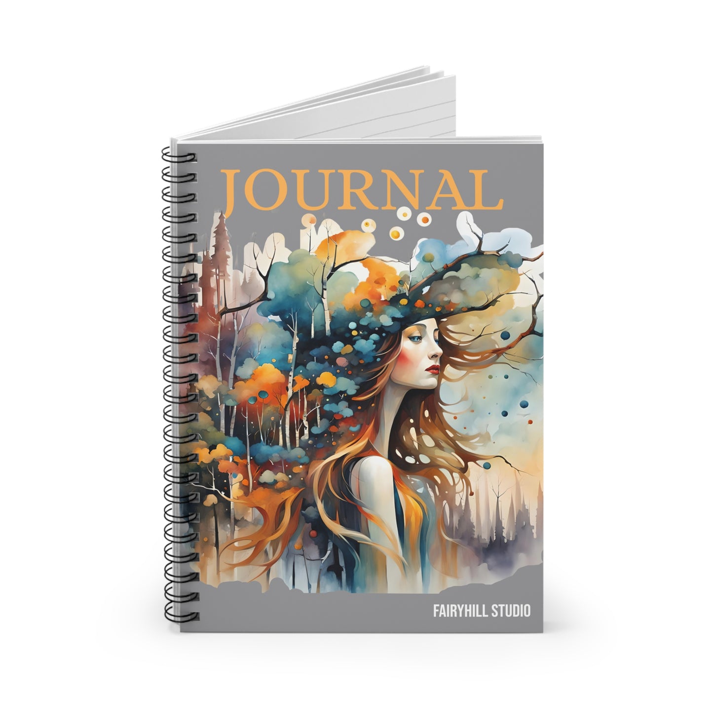 Fairy Hill Studio Woman with hat Art Journal, Spiral Notebook - Ruled Line