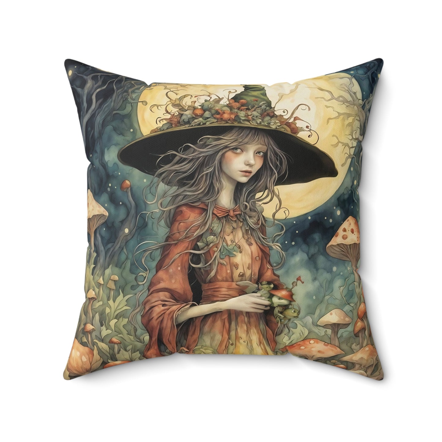 Moon Witch Square Pillow -  by Fairyhill Studio