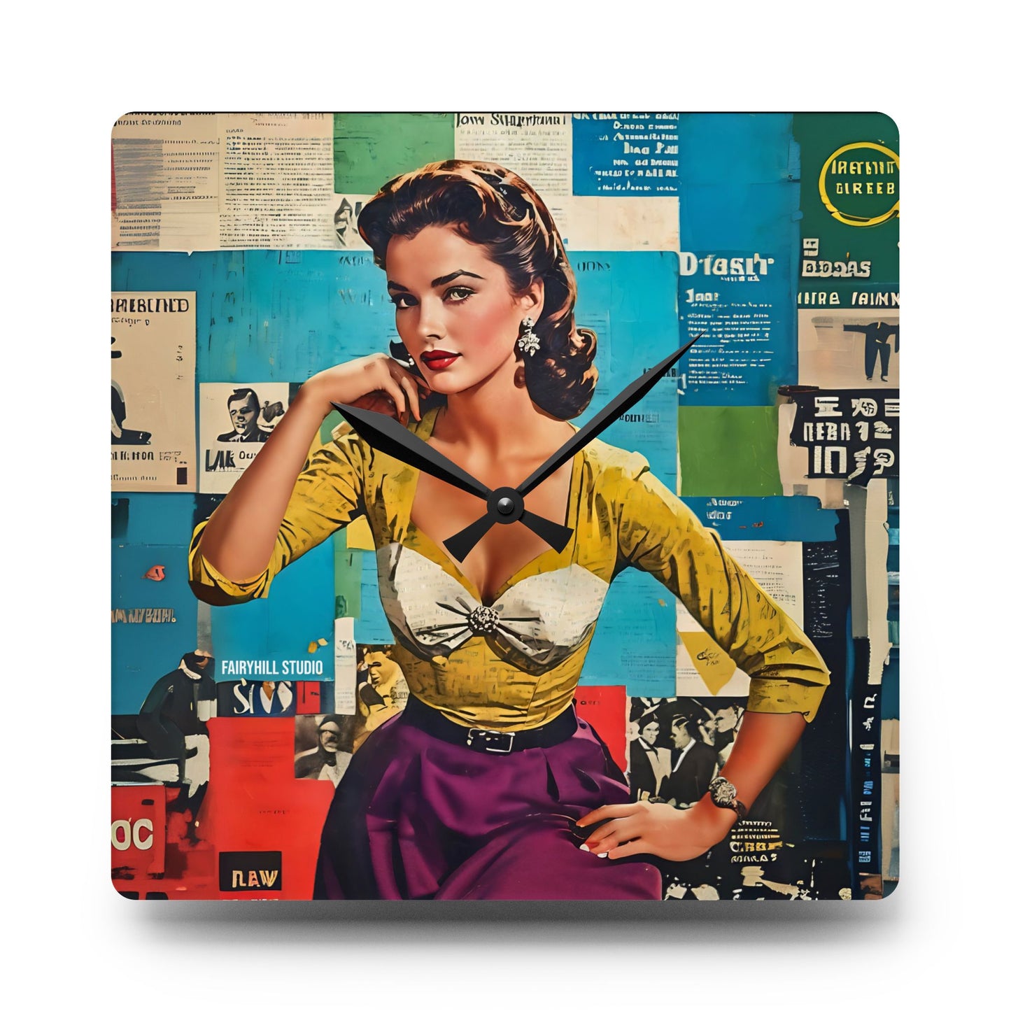 Acrylic Wall Clock - Vintage Hollywood Movie Star Art