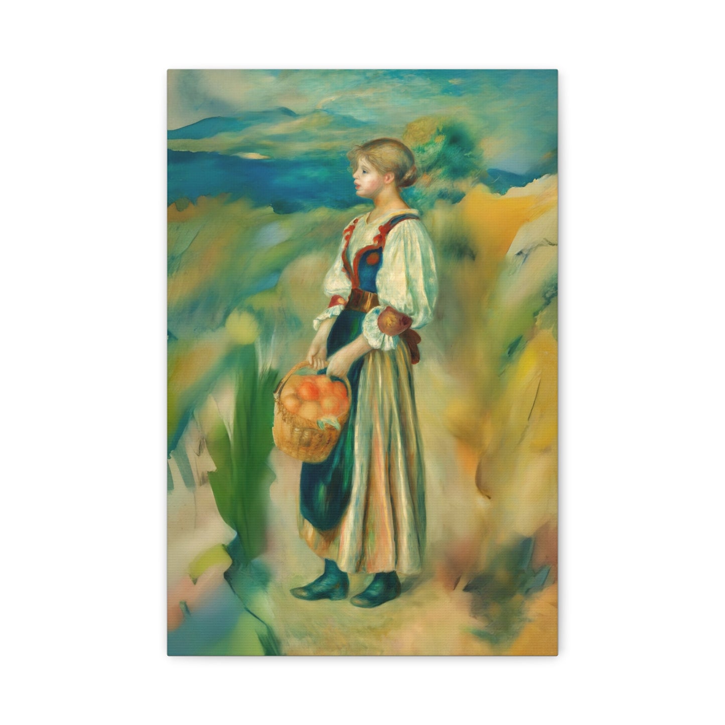 Canvas Print - Girl with a Basket of Oranges Art by Auguste Renoir