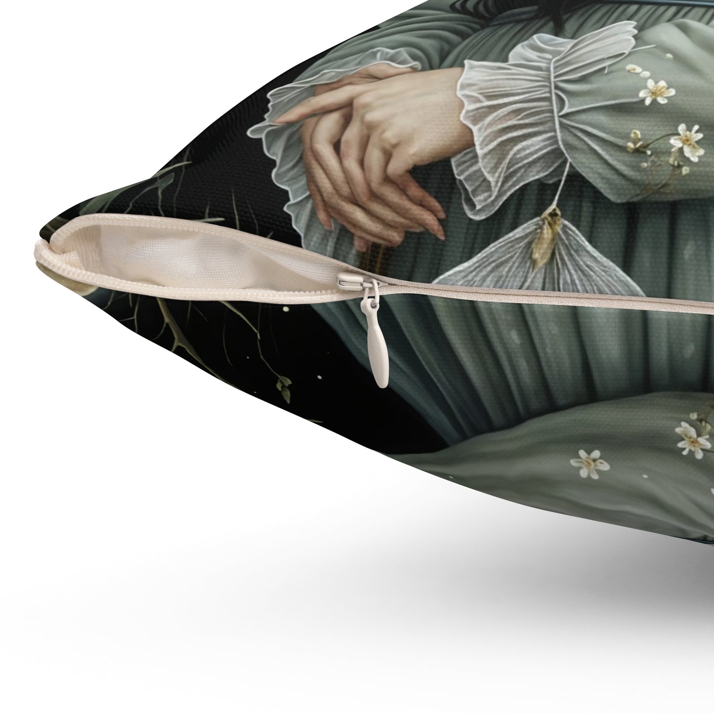 Spun Polyester Square The girl with Dragonfly Pillow
