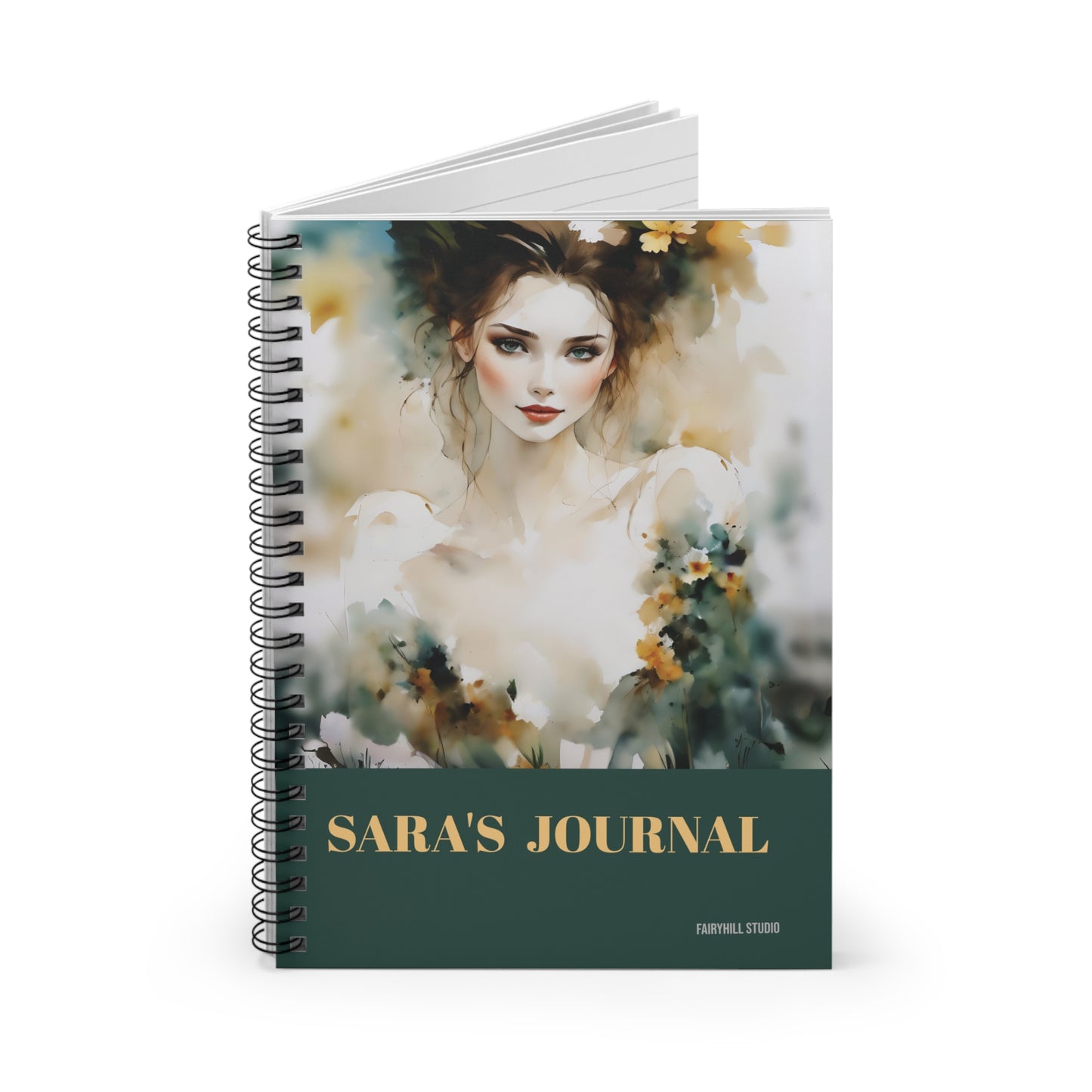 Spiral Notebook - Lovely Girl in Flowers Art by Fairyhill Studio