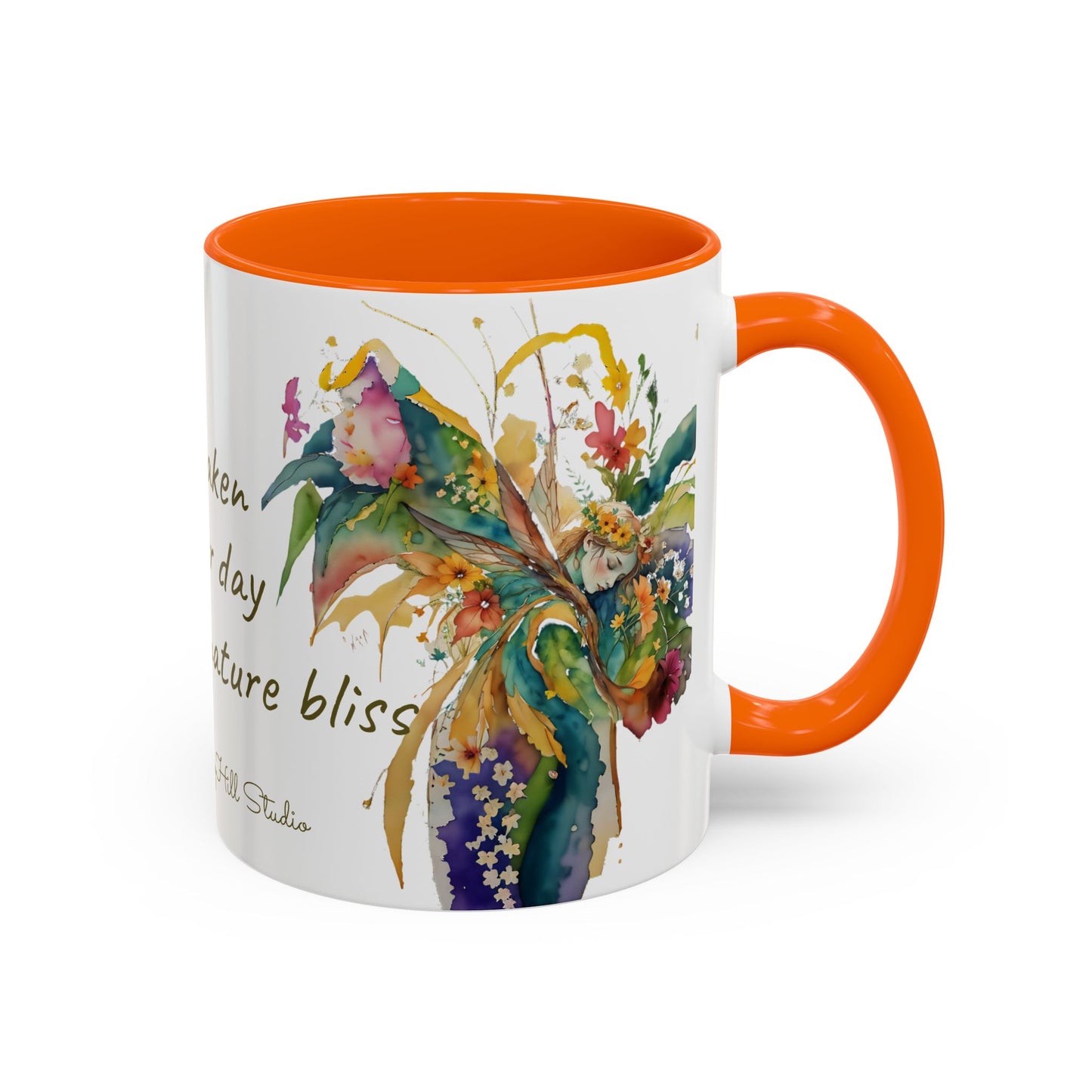 Mug Fairy Angel Blessing Flowers Watercolor Accent Coffee Mug 11 & 15oz