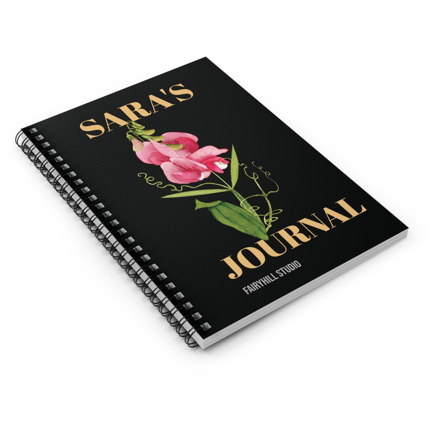 Spiral Notebook - Personalized Pink Flowers Ruled Line Journal