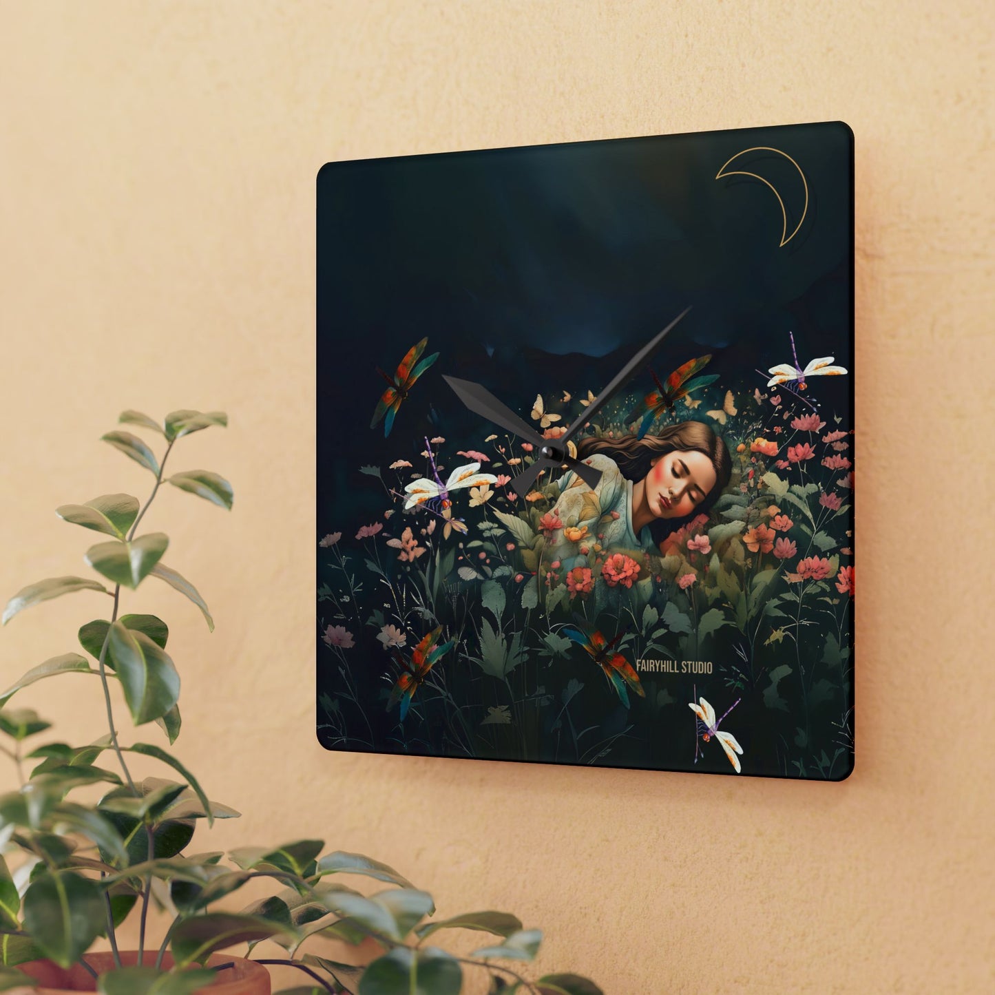 Wall Clock - Midnight Fairy Garden Art