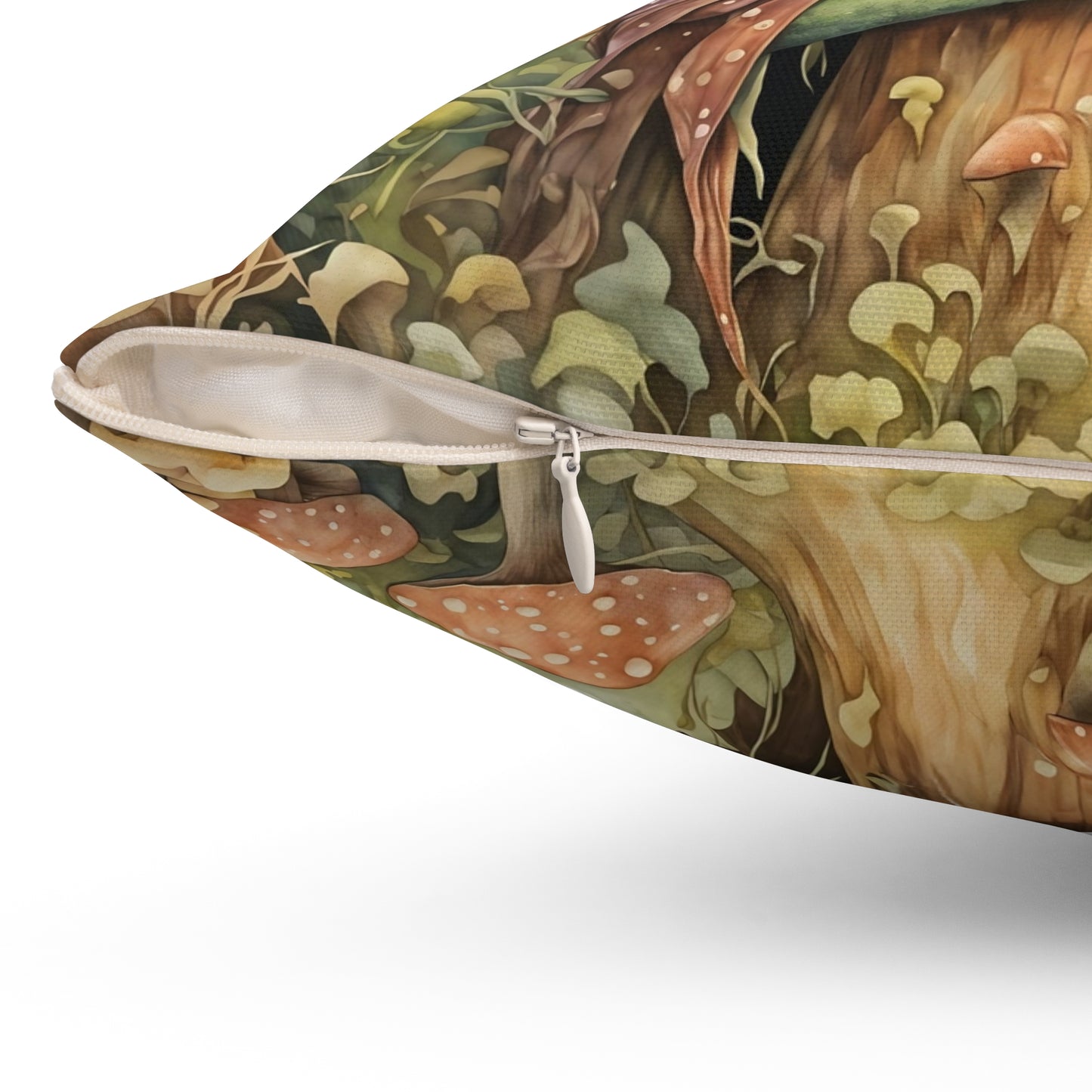 Mushroom Fairy Frog Square Pillow - by Fairyhill Studio