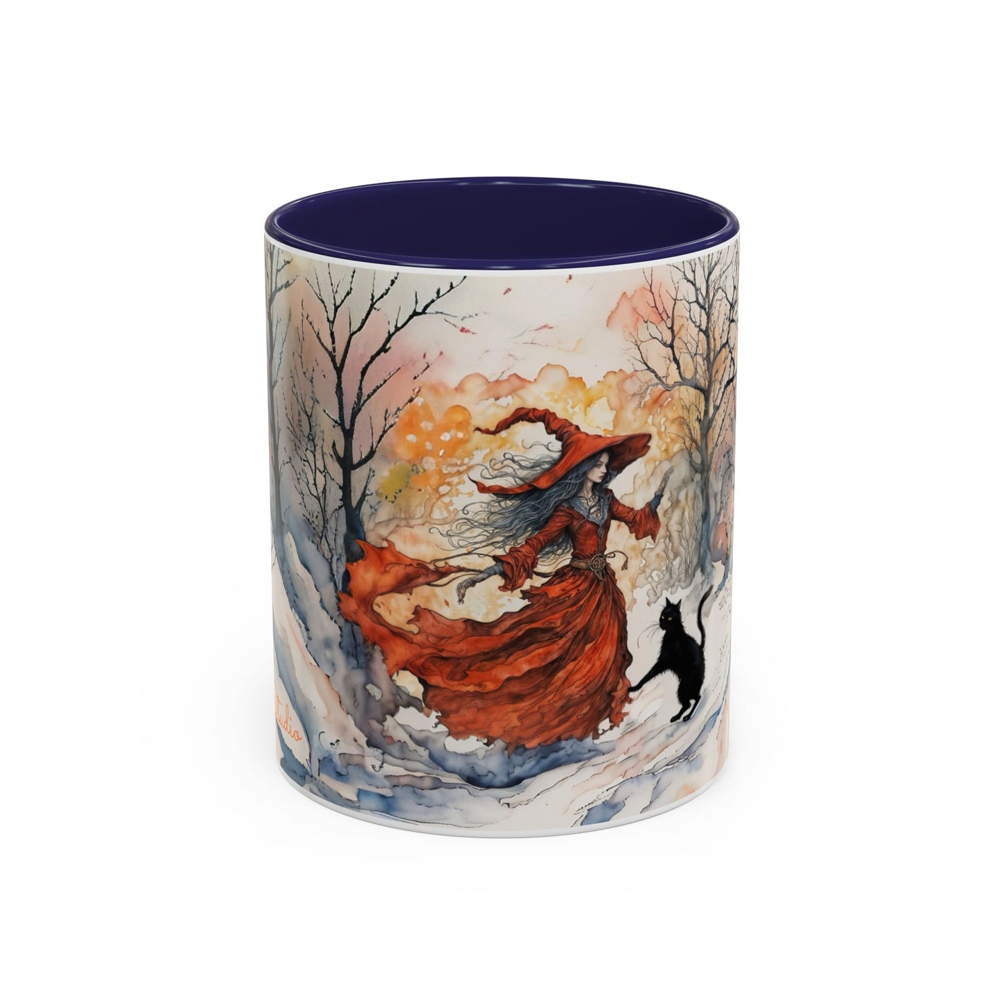 Accent Crimson witch and black cat Coffee Mug (11, 15oz)