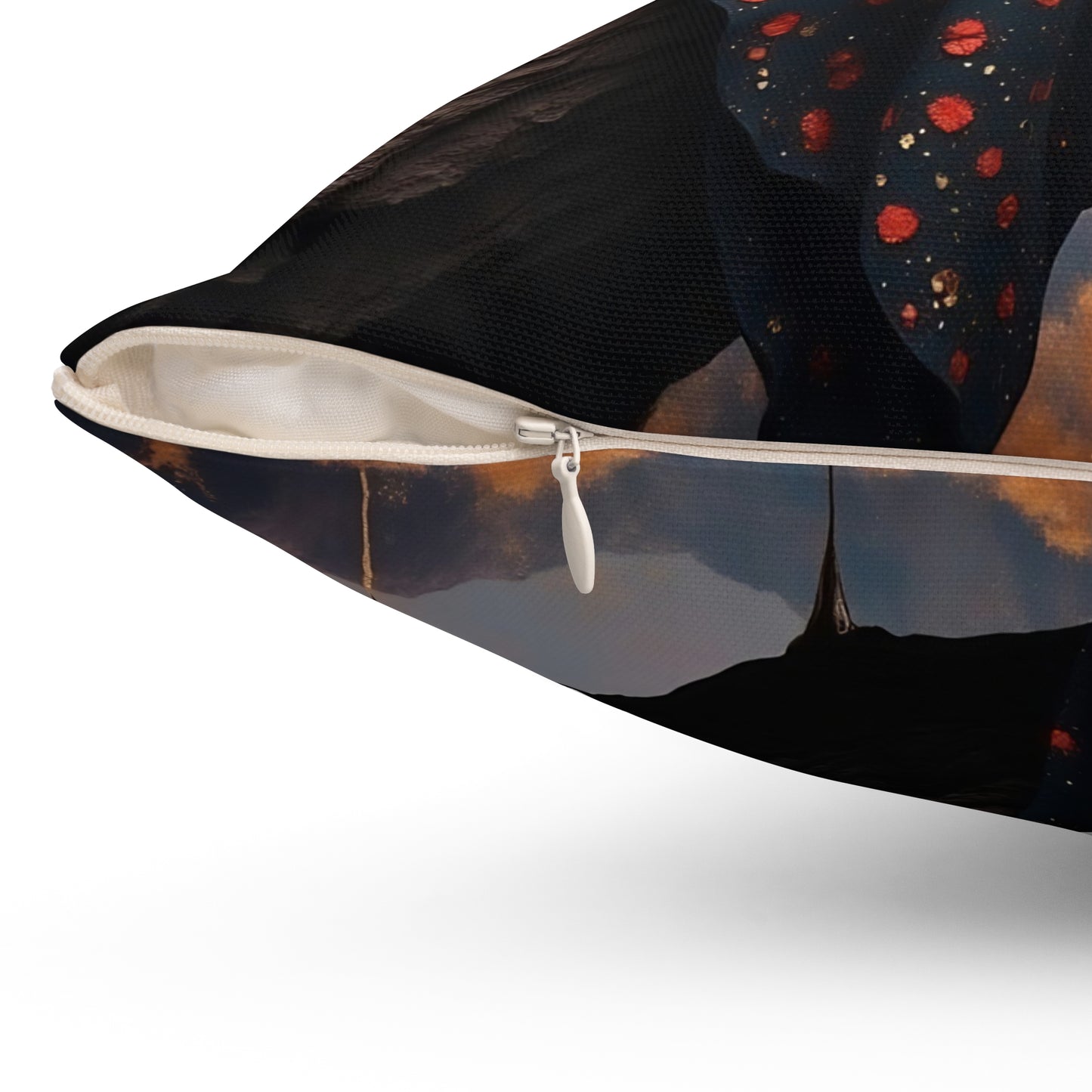 Elegant witch with black cat Square Pillow - by Fairyhill Studio