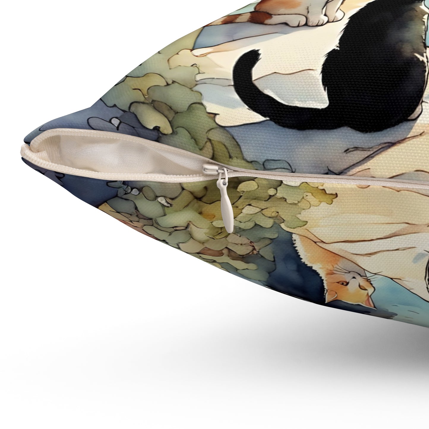 Cats by the Sea Square Pillow - by Fairyhill Studio