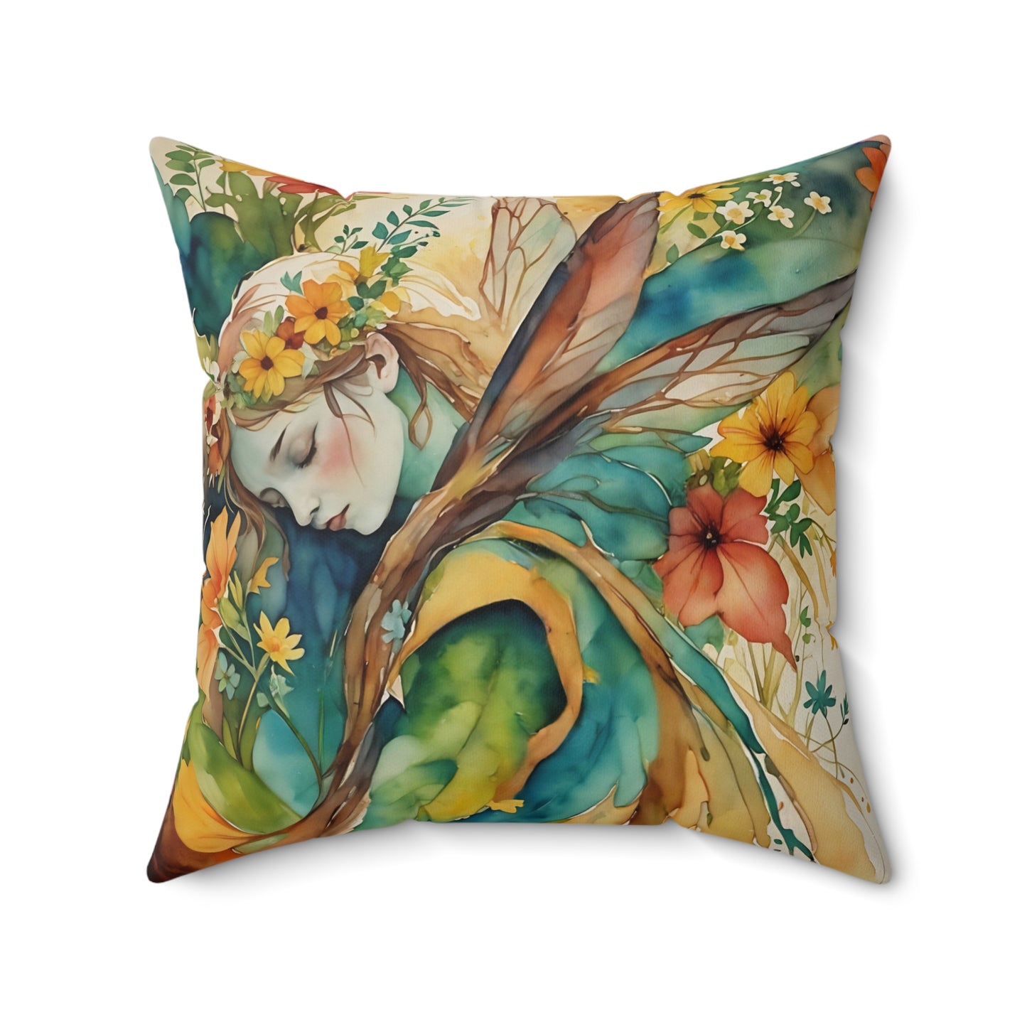 Square Pillow - Forest Angel/Fairy Pillow Art by Fairyhill Studio