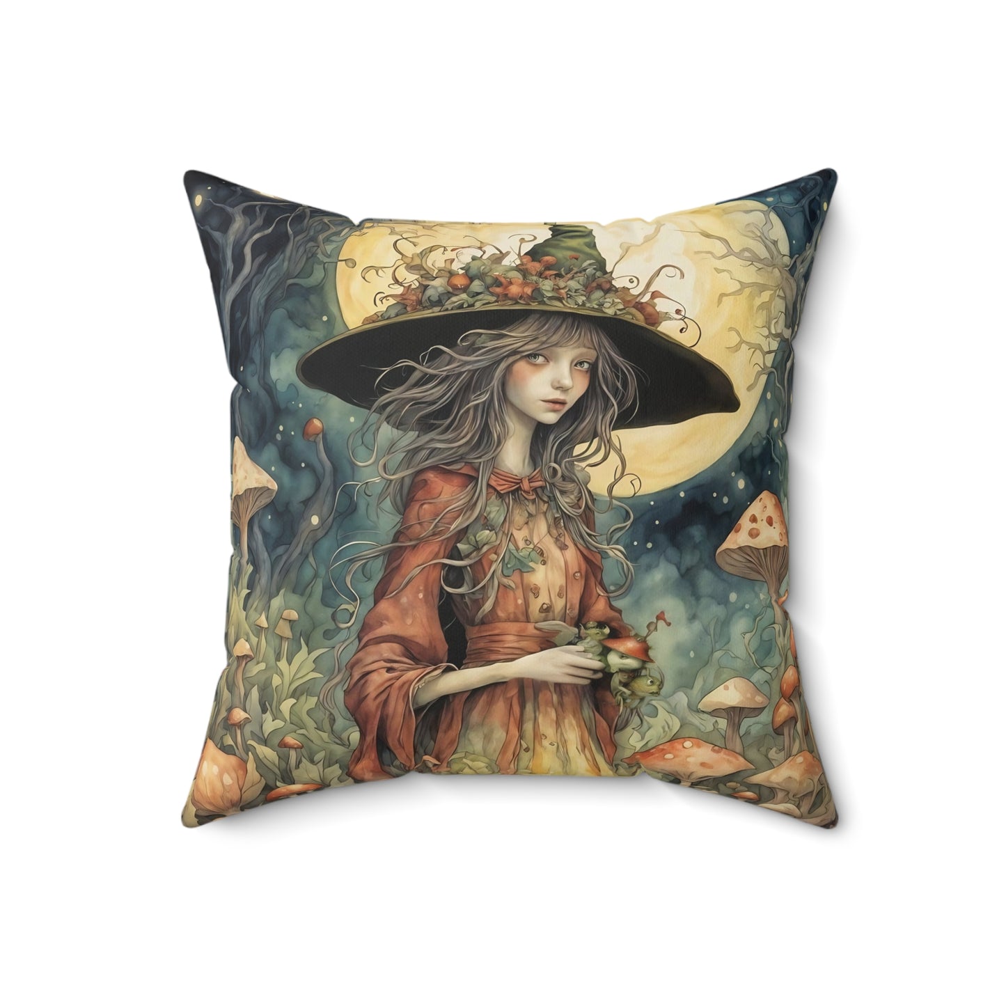 Moon Witch Square Pillow - by Fairyhill Studio