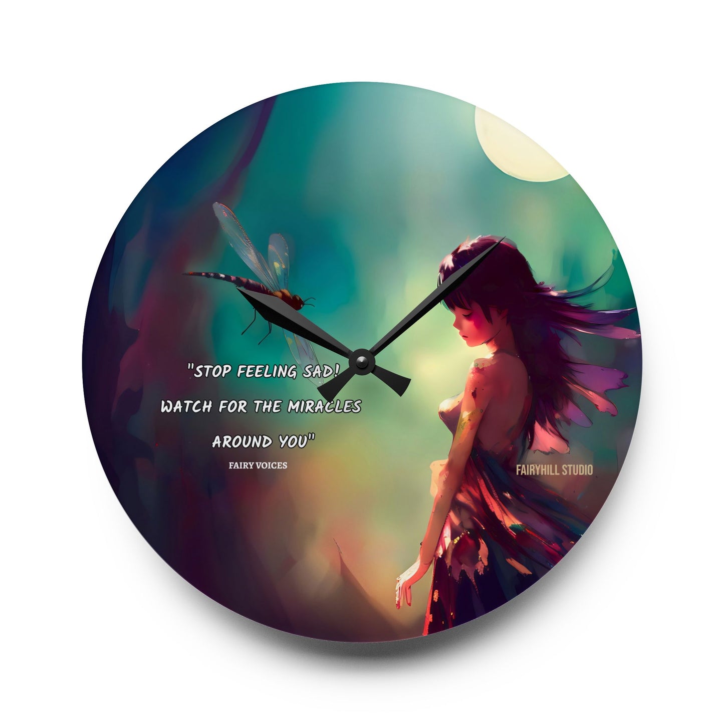 Art Wall Clock - Watch for the Miracles around you featuring Fairy voices/Nazan Saatci