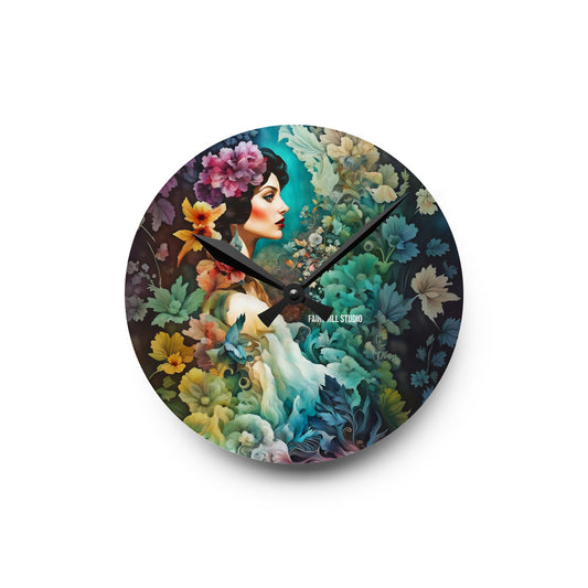 Acrylic Wall Clock Flower Garden /Art