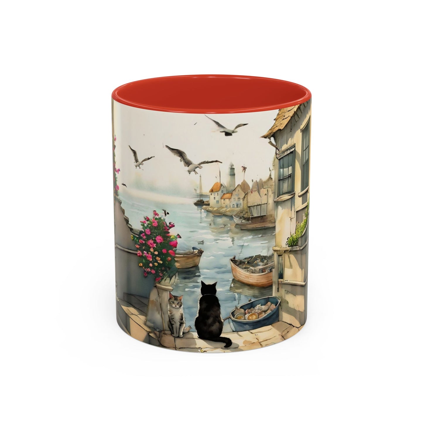 Harbour cats Art-Themed Coffee Mug - 11 & 15oz Accent Mug for Cat Lovers