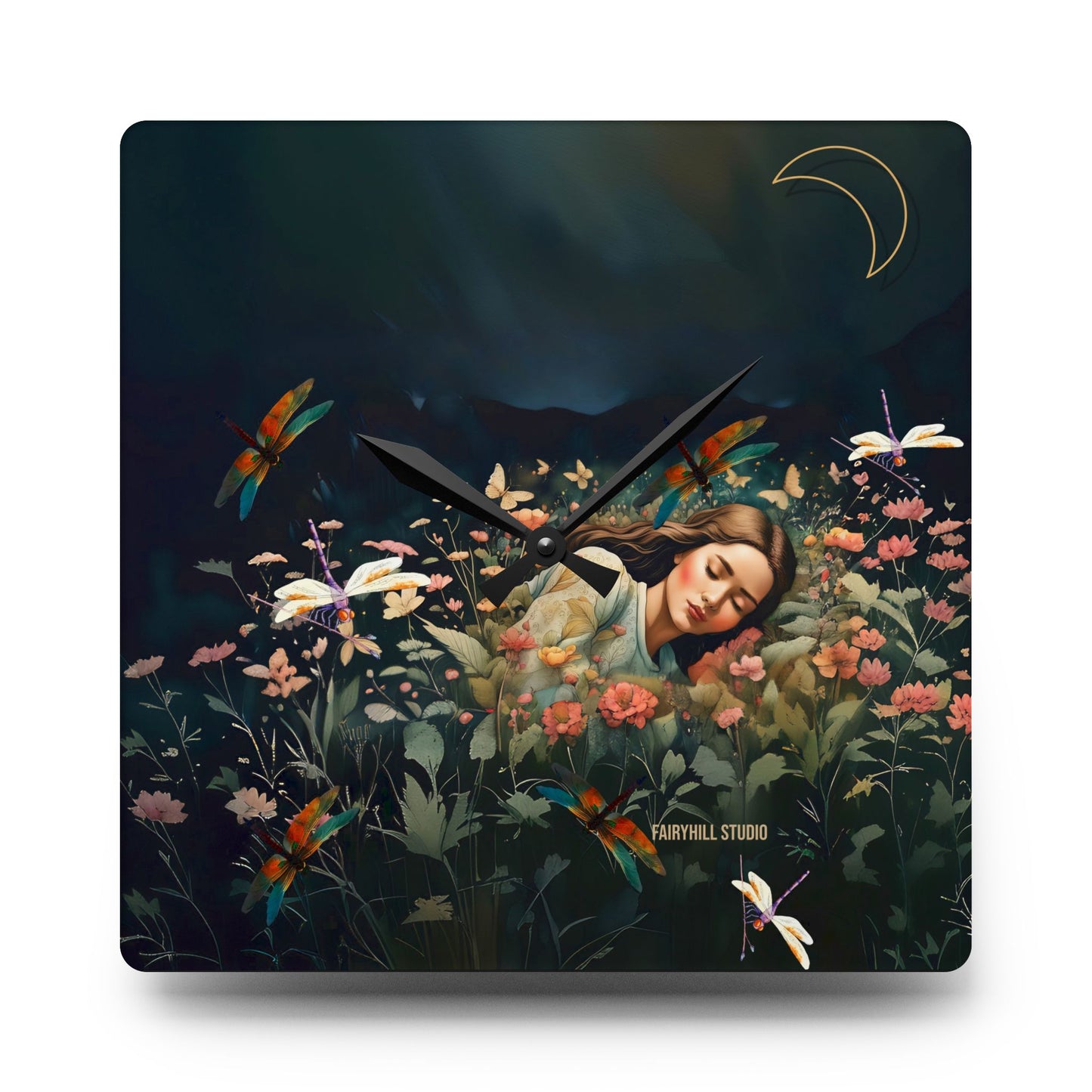 Wall Clock - Midnight Fairy Garden Art