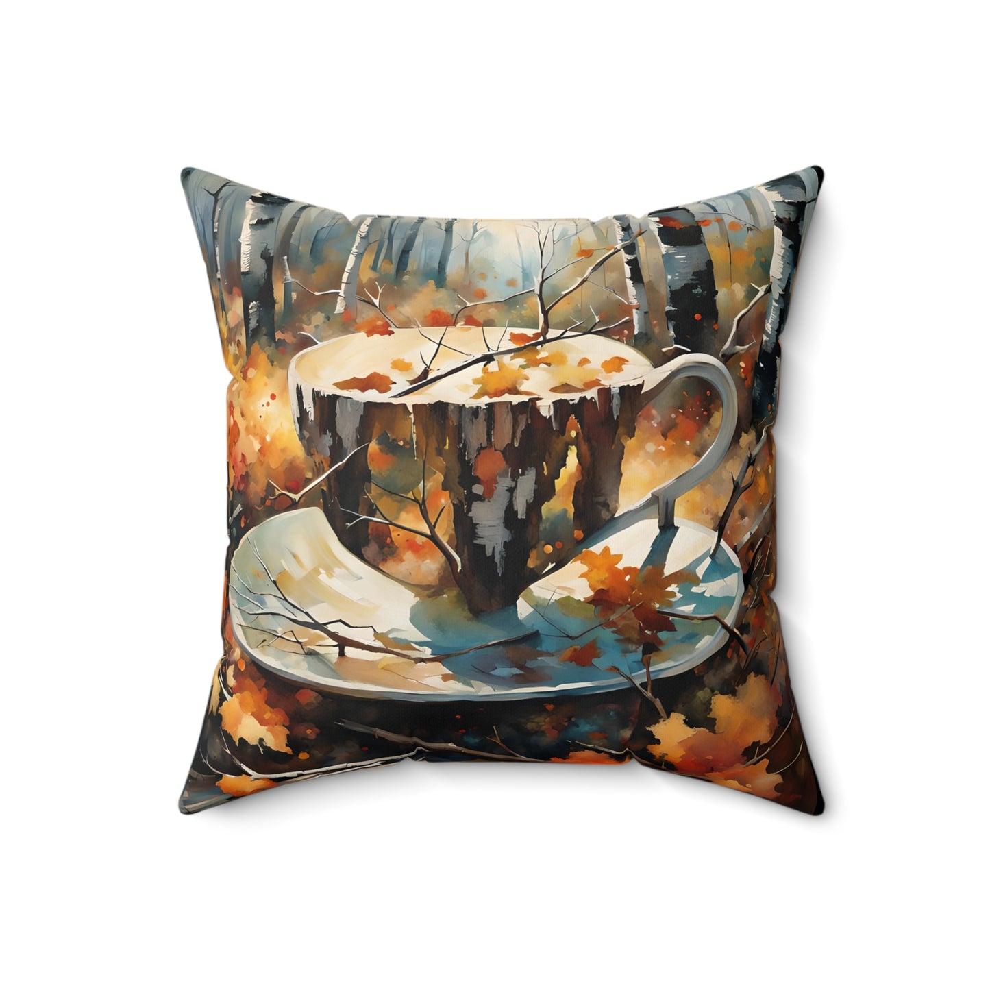 Coffee in Fall Square Pillow