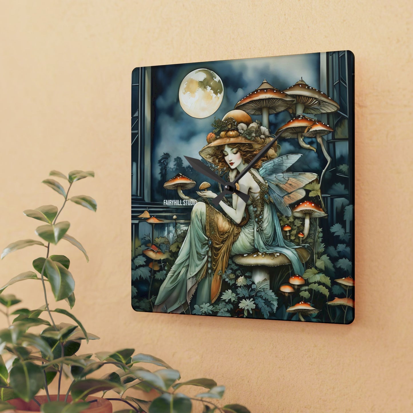 Acrylic Wall Clock - Mushroom Fairy