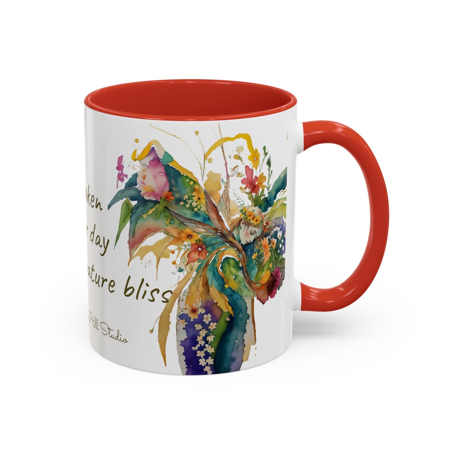 Mug Fairy Angel Blessing Flowers Watercolor Accent Coffee Mug 11 & 15oz