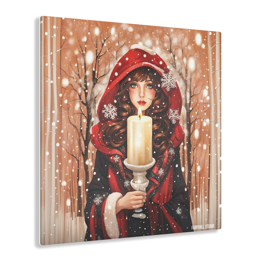 FairyHill Studio Christmas girl with candle  Inspirational  Art Acrylic Print -