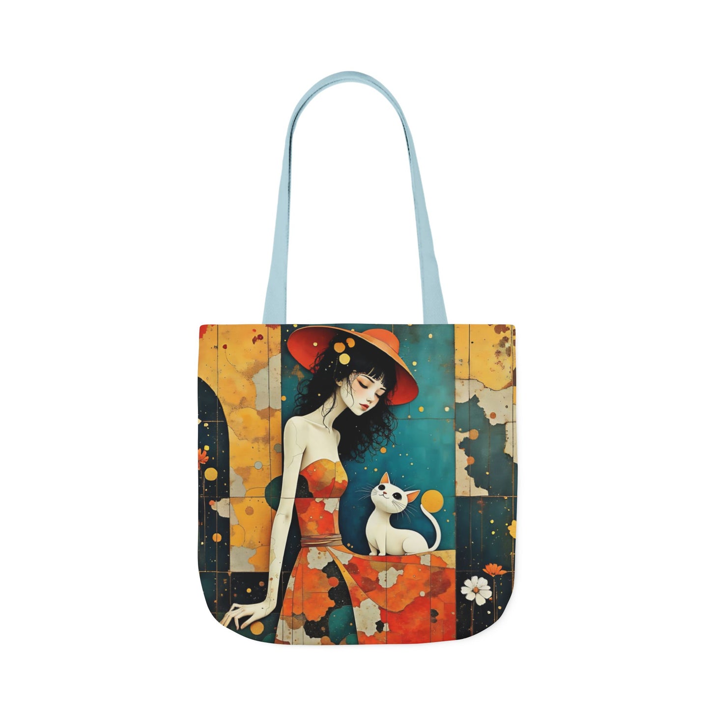 Colorful Cat -Inspired Canvas Tote Bag - Perfect for Beach Days, Eco-Friendly Shopping, and Summer Fun!