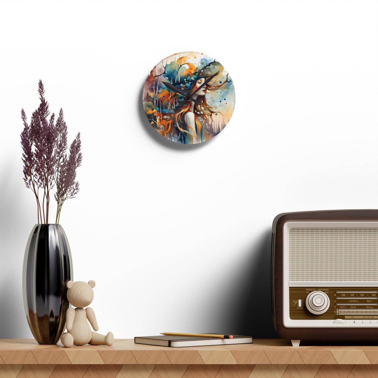 Acrylic Wall Clock Rainbow Dreams Art by Fairyhill studio