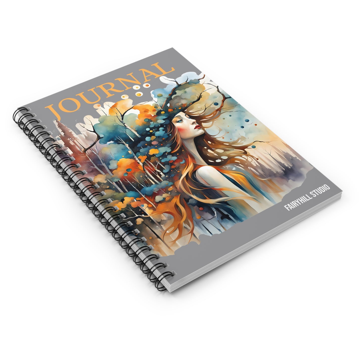 Fairy Hill Studio Woman with hat Art Journal, Spiral Notebook - Ruled Line