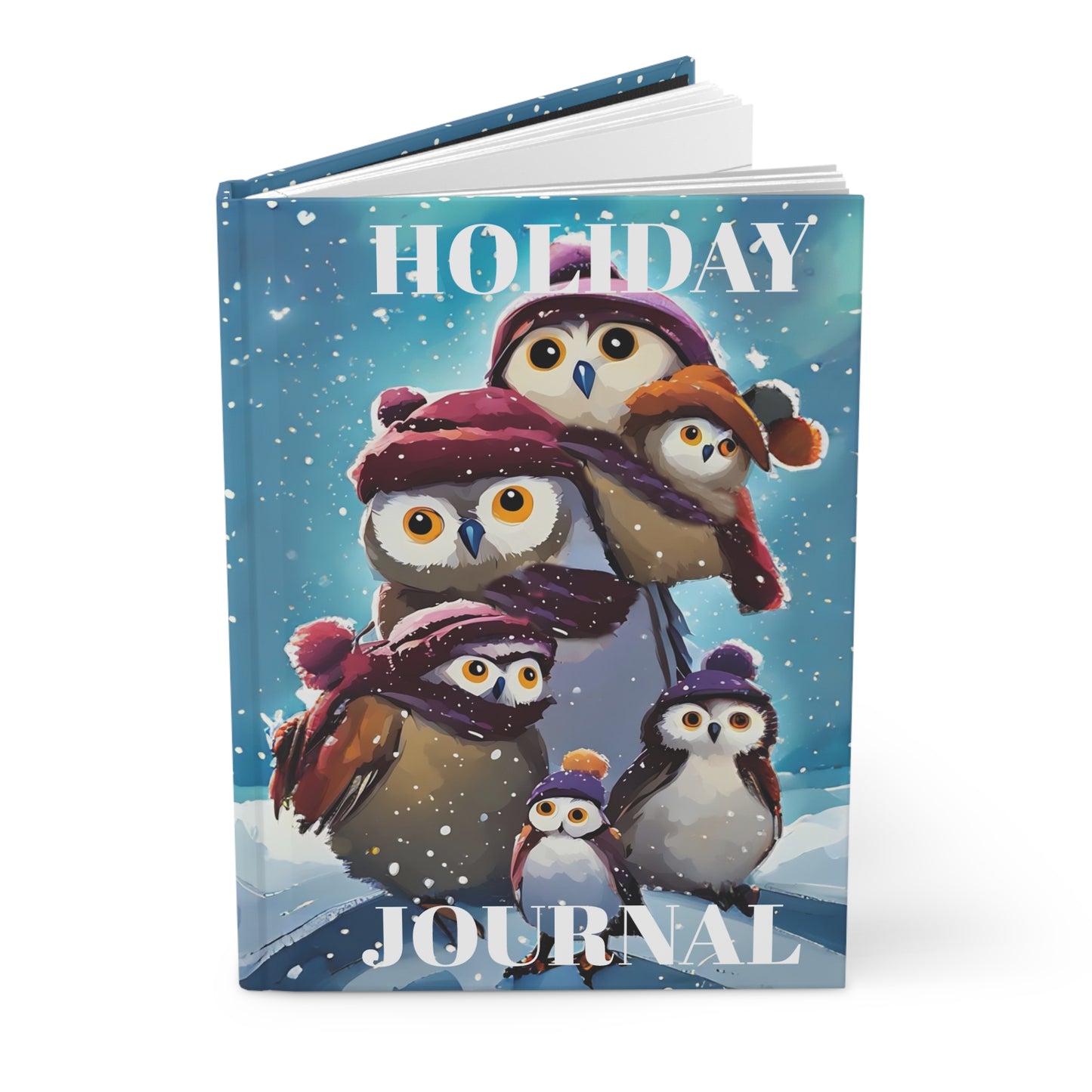 Winter Penguin Hardcover Journal Matte with Cute Penguin Family Illustration