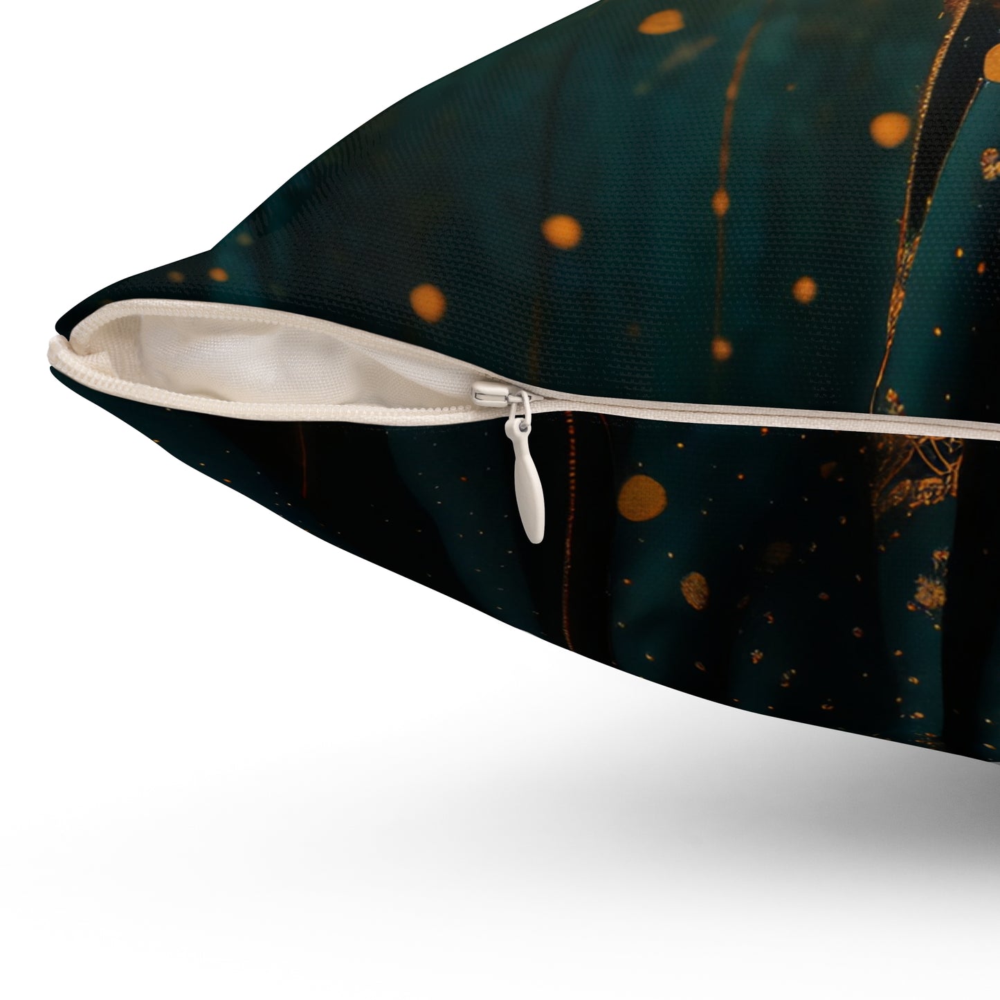 Aurora of the Golden Veil pillow l Square Pillow - by Fairyhill Studio