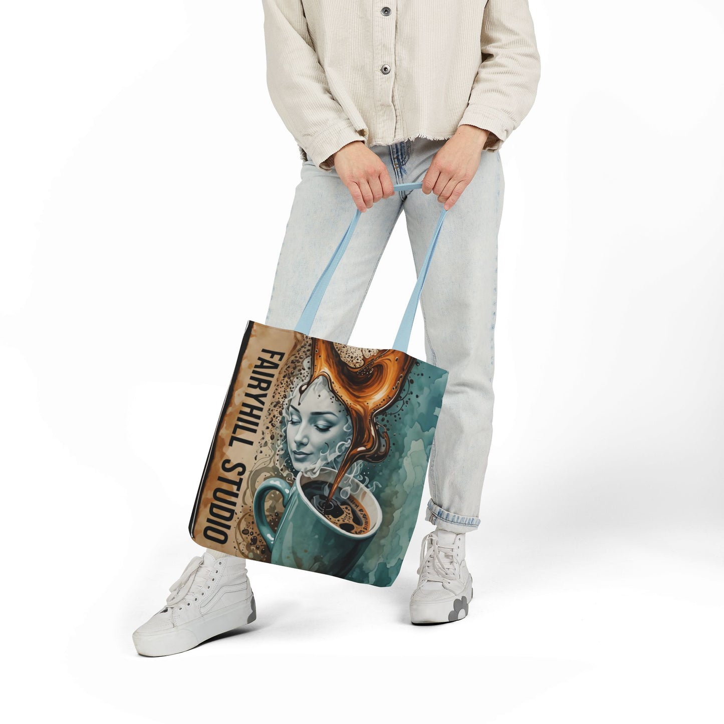 Morning Coffee Fairyhill studio Canvas Tote Bag - Perfect for Beach Days, Eco-Friendly Shopping, and Summer Fun!