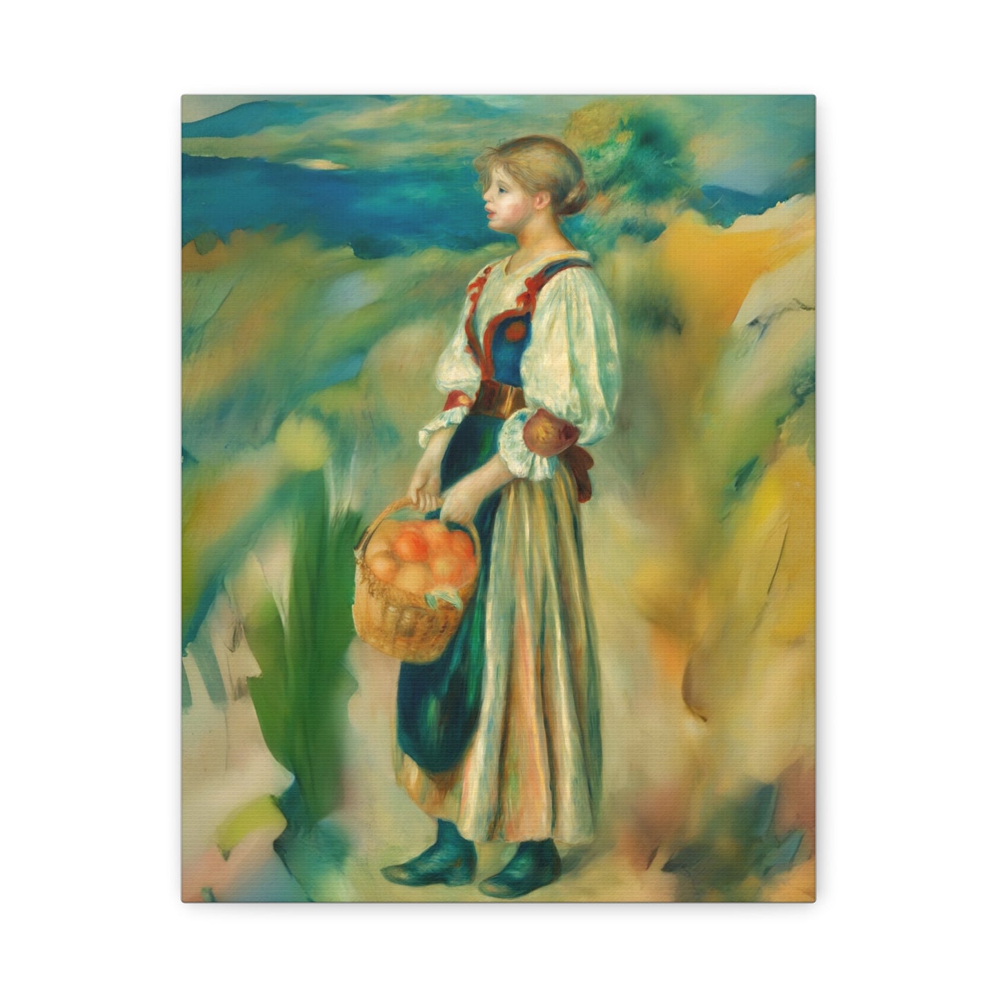 Canvas Print - Girl with a Basket of Oranges Art by Auguste Renoir