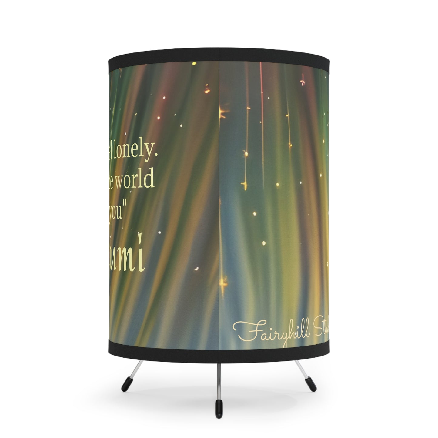 Vibrant Artistic Rumi Tripod Lamp with High-Res Printed Shade - Perfect for Home Decor Art by Fairyhill Studio