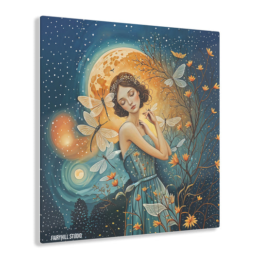 FairyHill Studio Night Dragonflies with a girl  art Inspirational  Art Acrylic Print -