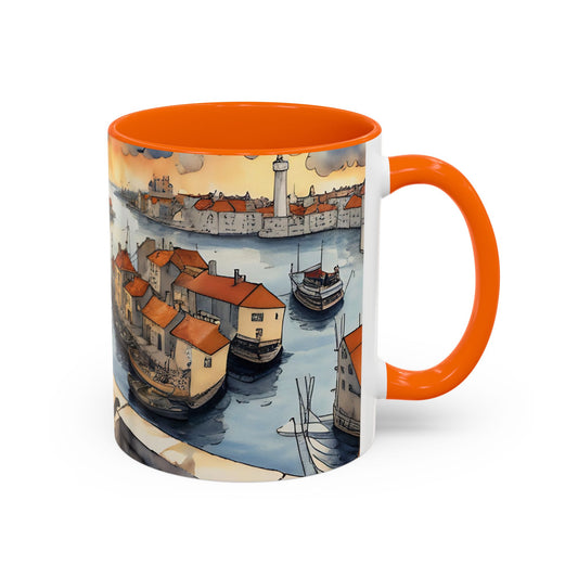 Girl with Black cat on a roof top Art-Themed Coffee Mug - 11 & 15oz Accent Mug for Musroom  Fsiry Lovers