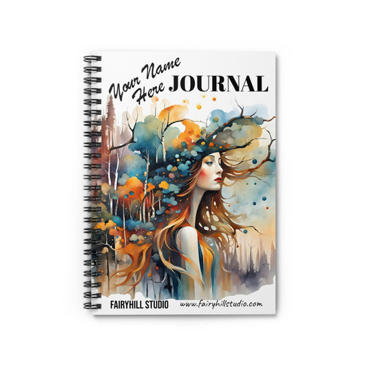 Fairy Hill Studio Woman with hat  Personalized Journal Gift notebook Your name Art Journal, Spiral Notebook - Ruled Line