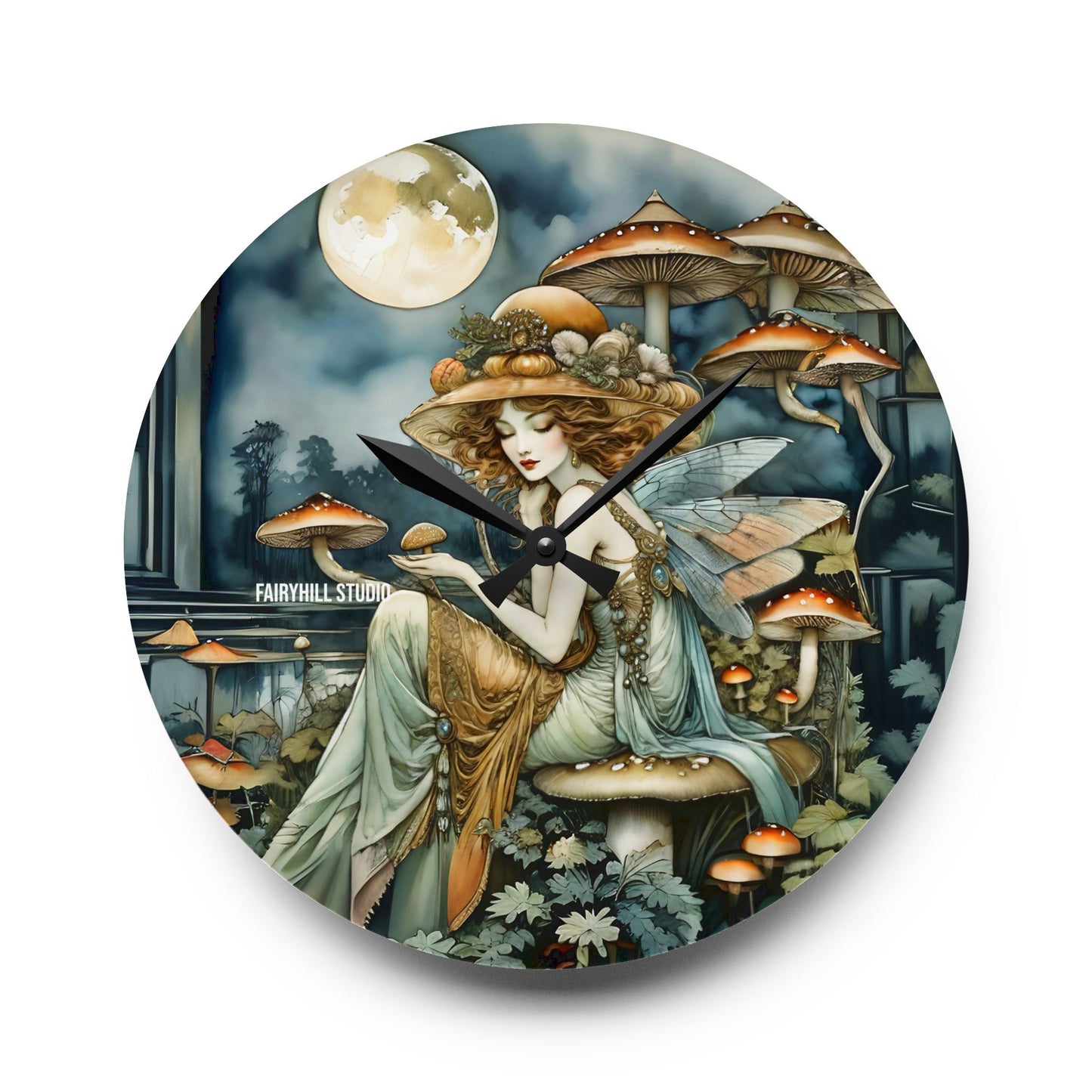 Acrylic Wall Clock - Mushroom Fairy