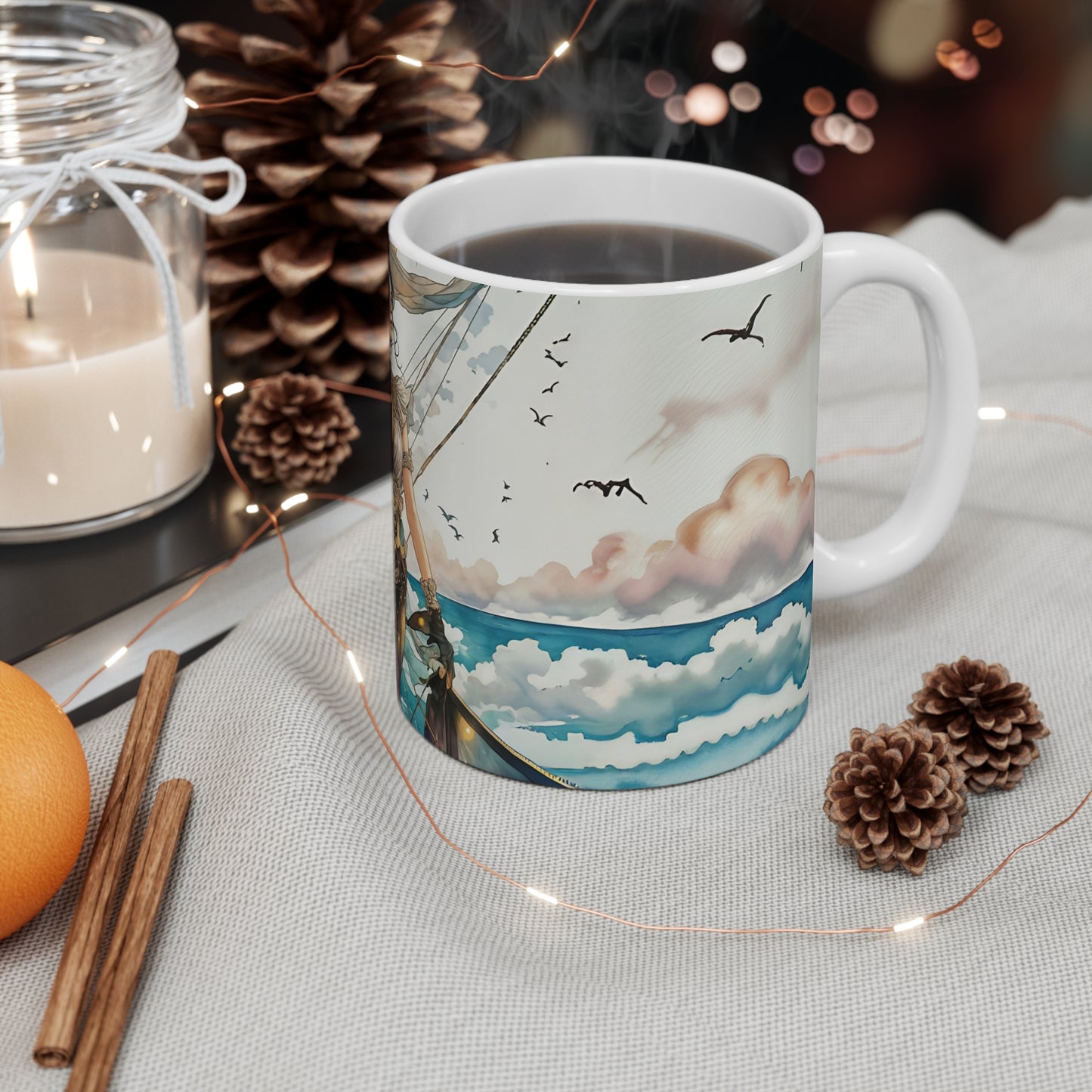 Elegant Floral Art Mug - 11oz Coffee Cup for Coffee Art Lovers