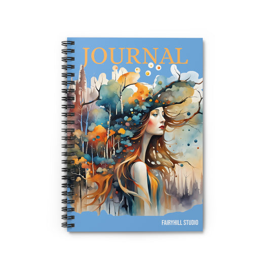 Fairy Hill Studio Woman with hat Art Journal, Spiral Notebook - Ruled Line