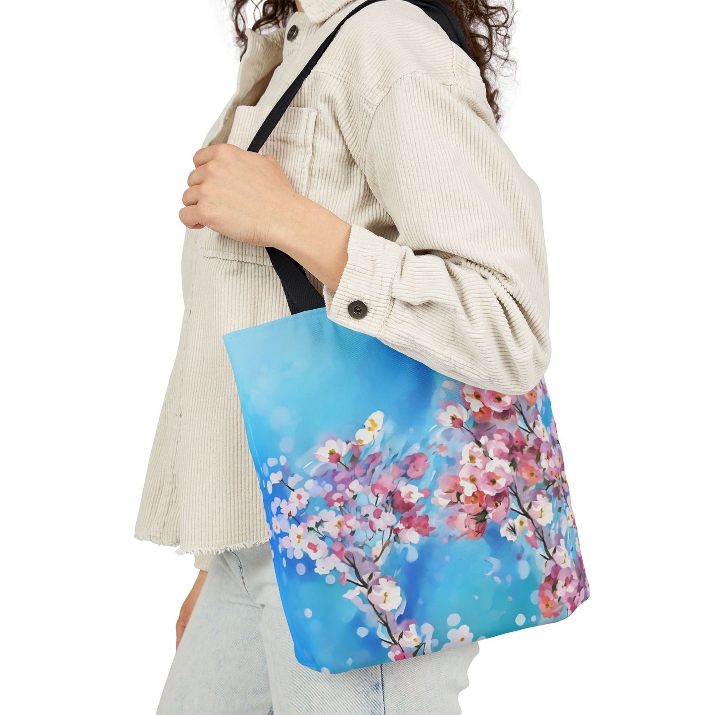 Colorful FairyHill Studio Sakura flowers Canvas Tote Bag - Perfect for Beach Days, Eco-Friendly Shopping, and Summer Fun!