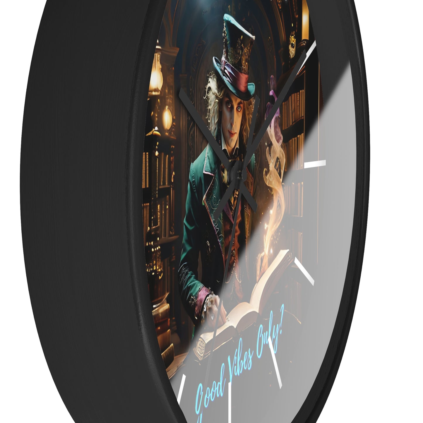 Wall Clock - Good Vibes Only - Mad hatter and Books Art