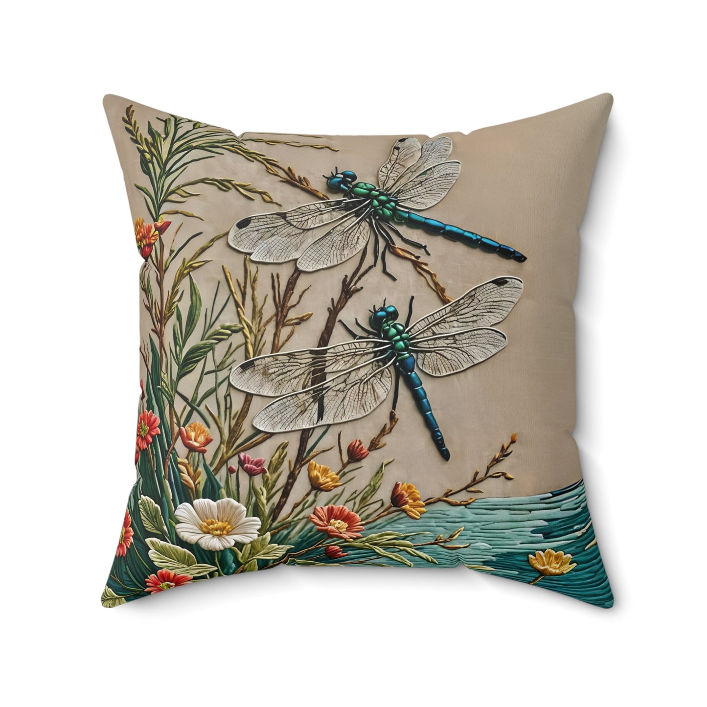 Dragonfly Square Pillow - by Fairyhill Studio